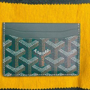 New  Goyard SaintSulpice CardHolder- Coveted Green Canvas/Leather Compact Wallet